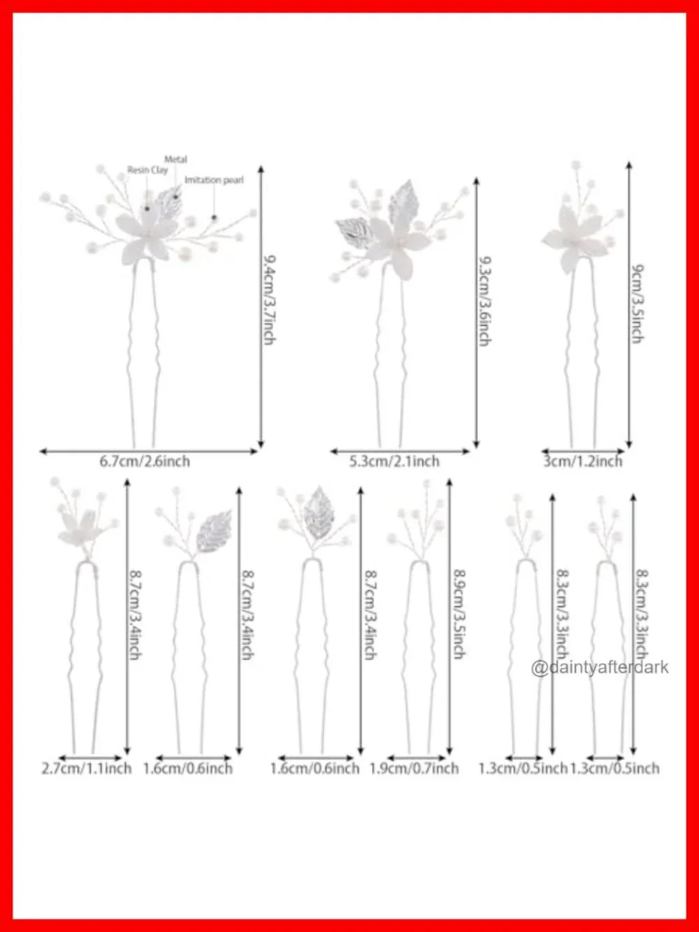 Handmade Pearl Bridal Wedding Hair Pins 9Pcs White Flower Pearls Clips